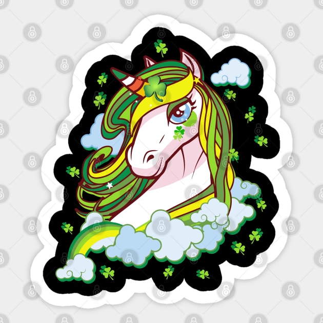 St Patricks Day Girls Dabbing Unicorn Leprechaun Lepricorn Sticker by Pannolinno